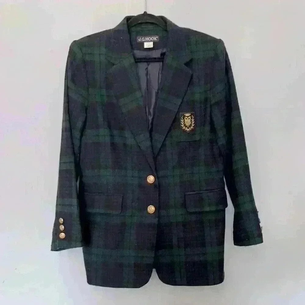 Vintage J.G. Hook Plaid Wool Blazer – Size 12P